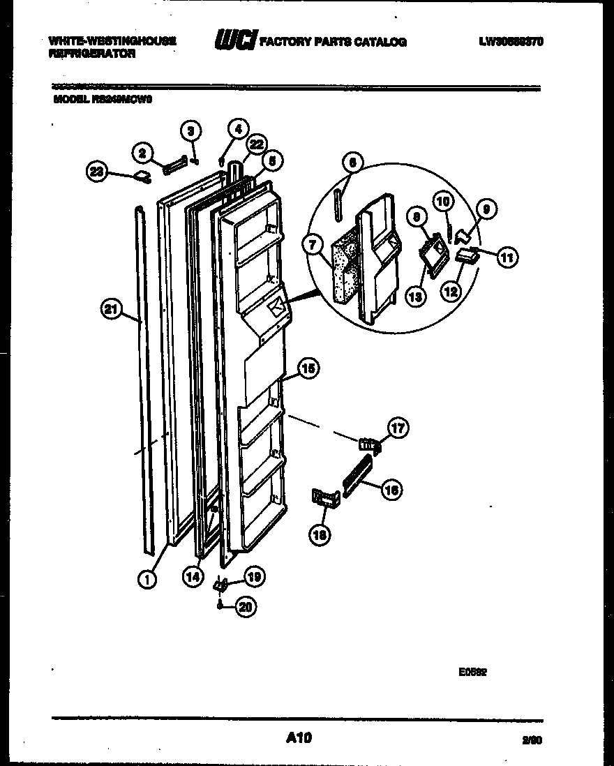 White-Westinghouse RS249MCW0 freezer door parts diagram