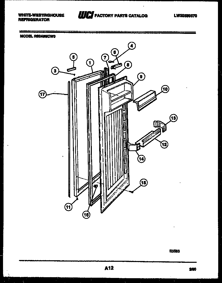 White-Westinghouse RS249MCW0 refrigerator door parts diagram