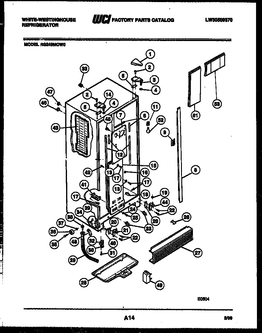 White-Westinghouse RS249MCW0 cabinet parts diagram