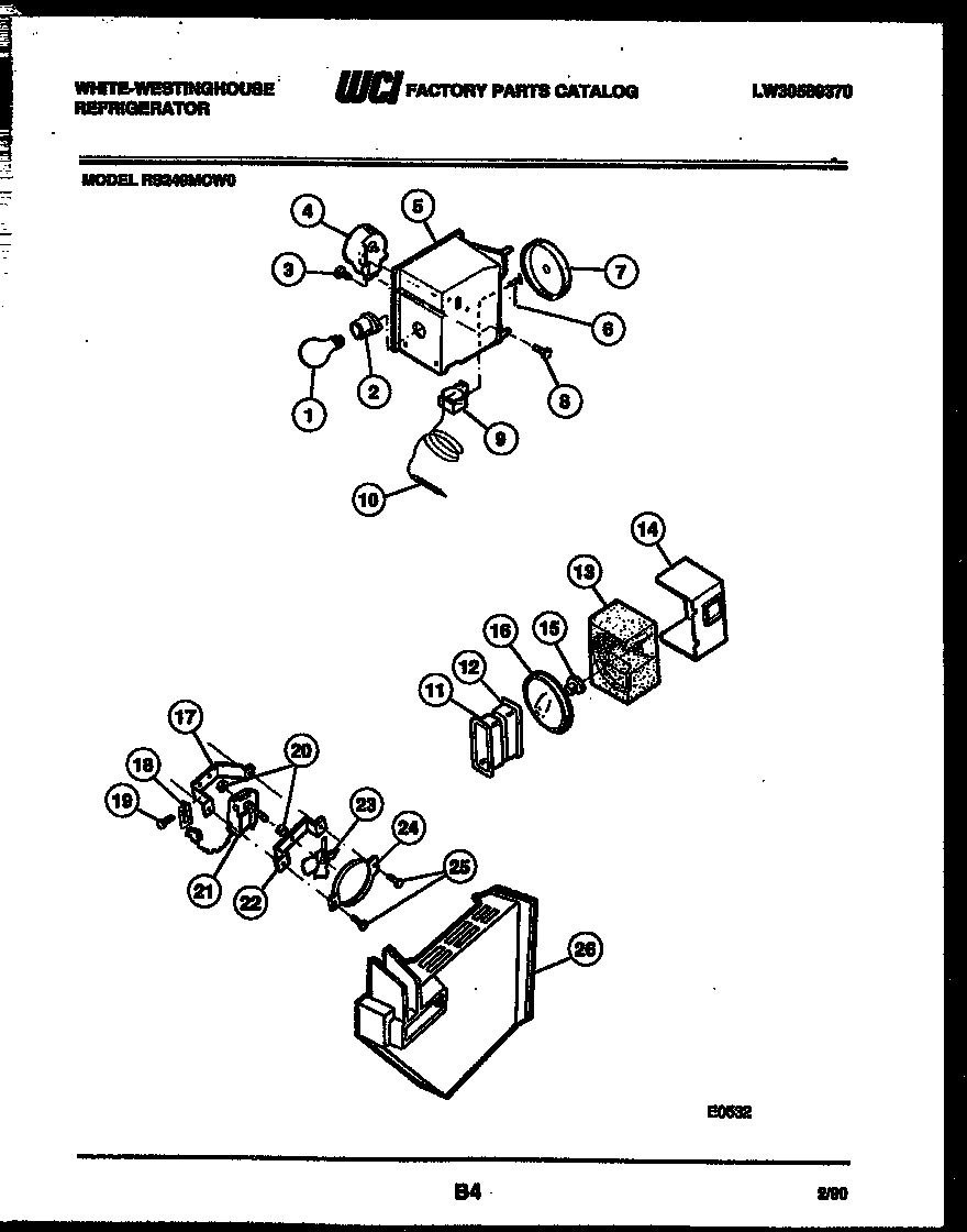 White-Westinghouse RS249MCW0 refrigerator control assembly, damper control assembly and f diagram
