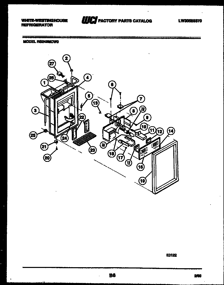 White-Westinghouse RS249MCW0 ice door, dispenser and water tanks diagram