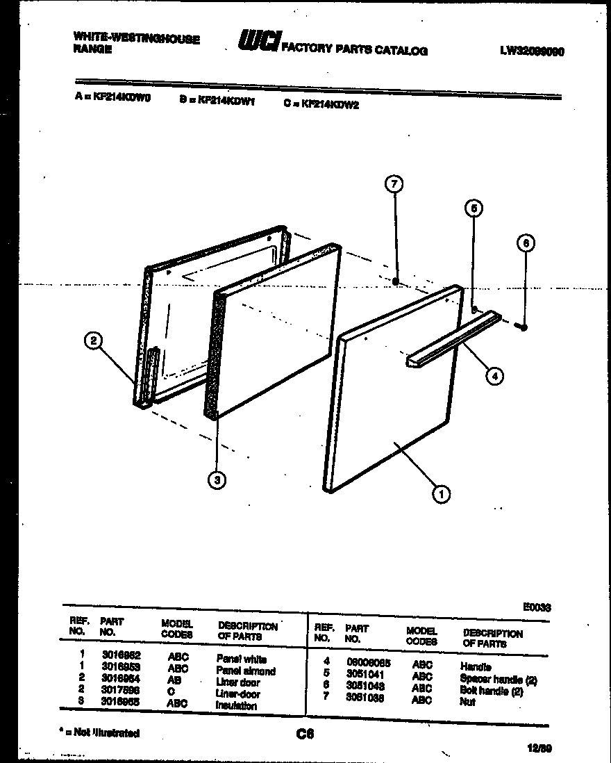 White-Westinghouse KF214KDD0 door parts diagram