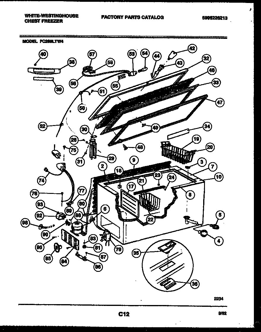 White-Westinghouse FC268LTW4 chest freezer parts diagram