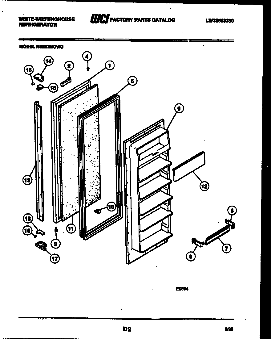 White-Westinghouse RS227MCF0 freezer door parts diagram