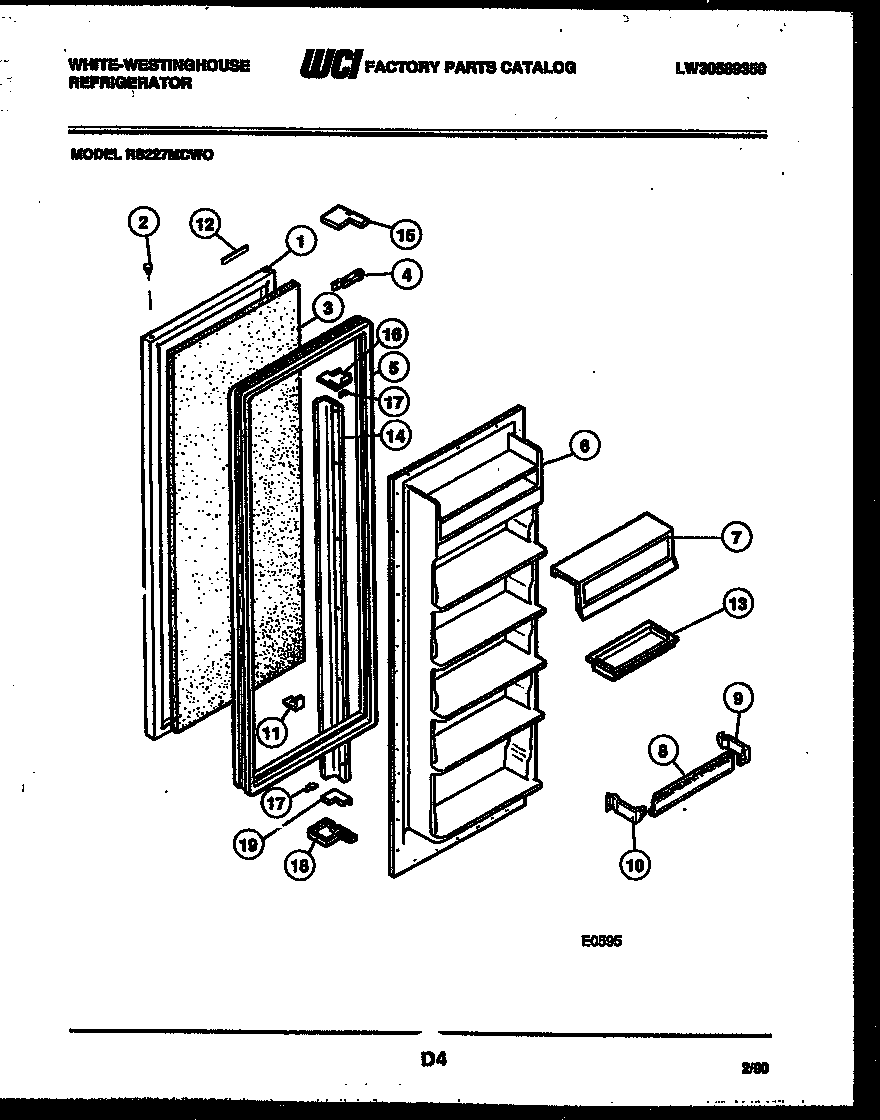 White-Westinghouse RS227MCF0 refrigerator door parts diagram