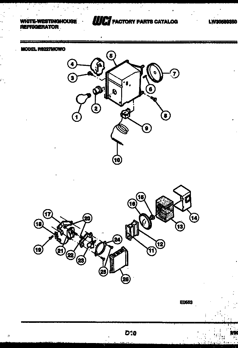 White-Westinghouse RS227MCF0 refrigerator control assembly, damper control assembly and f diagram