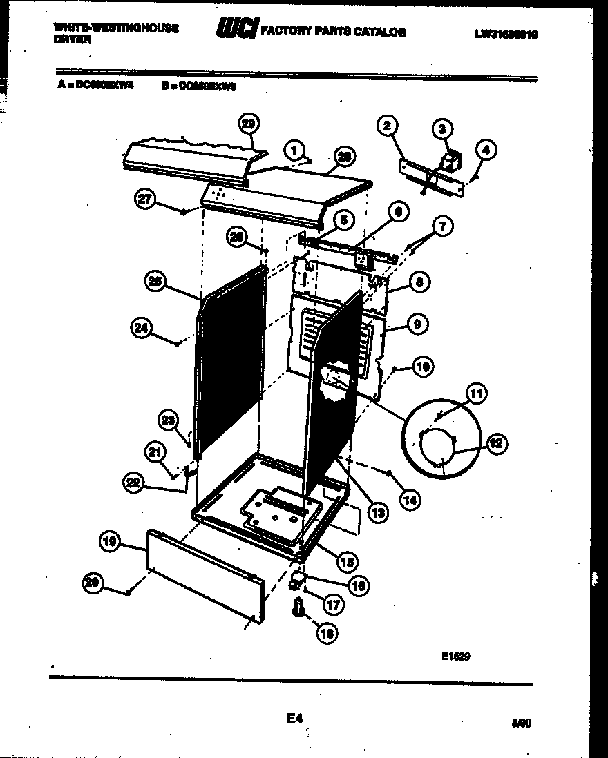 White-Westinghouse DC600EXD4 cabinet parts diagram