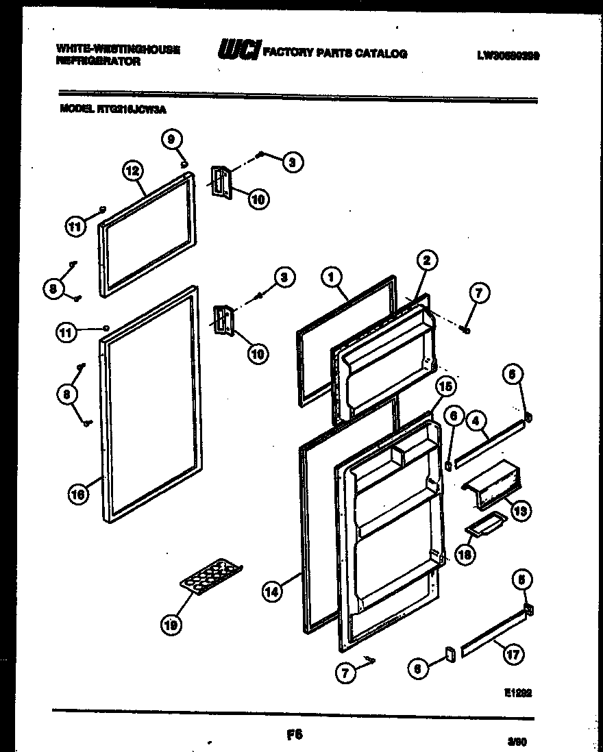 White-Westinghouse RTG216JCH3A door parts diagram