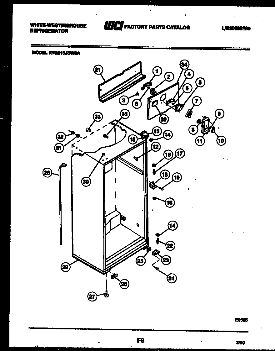 White-Westinghouse RTG216JCH3A cabinet parts diagram