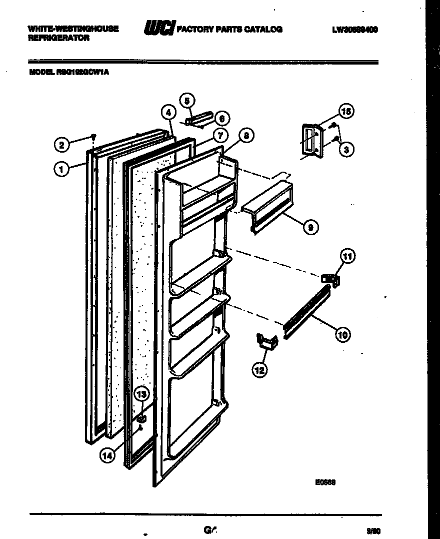 White-Westinghouse RSG192GCD1A refrigerator door parts diagram