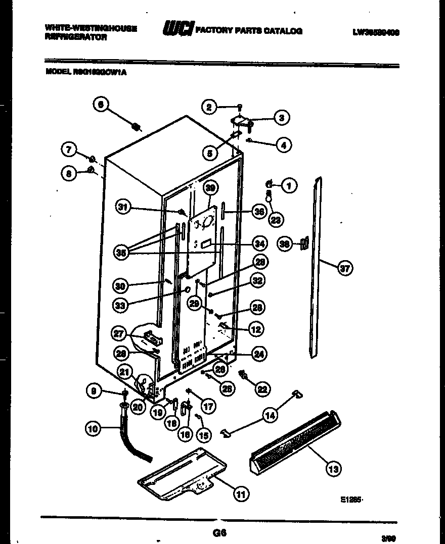 White-Westinghouse RSG192GCD1A cabinet parts diagram