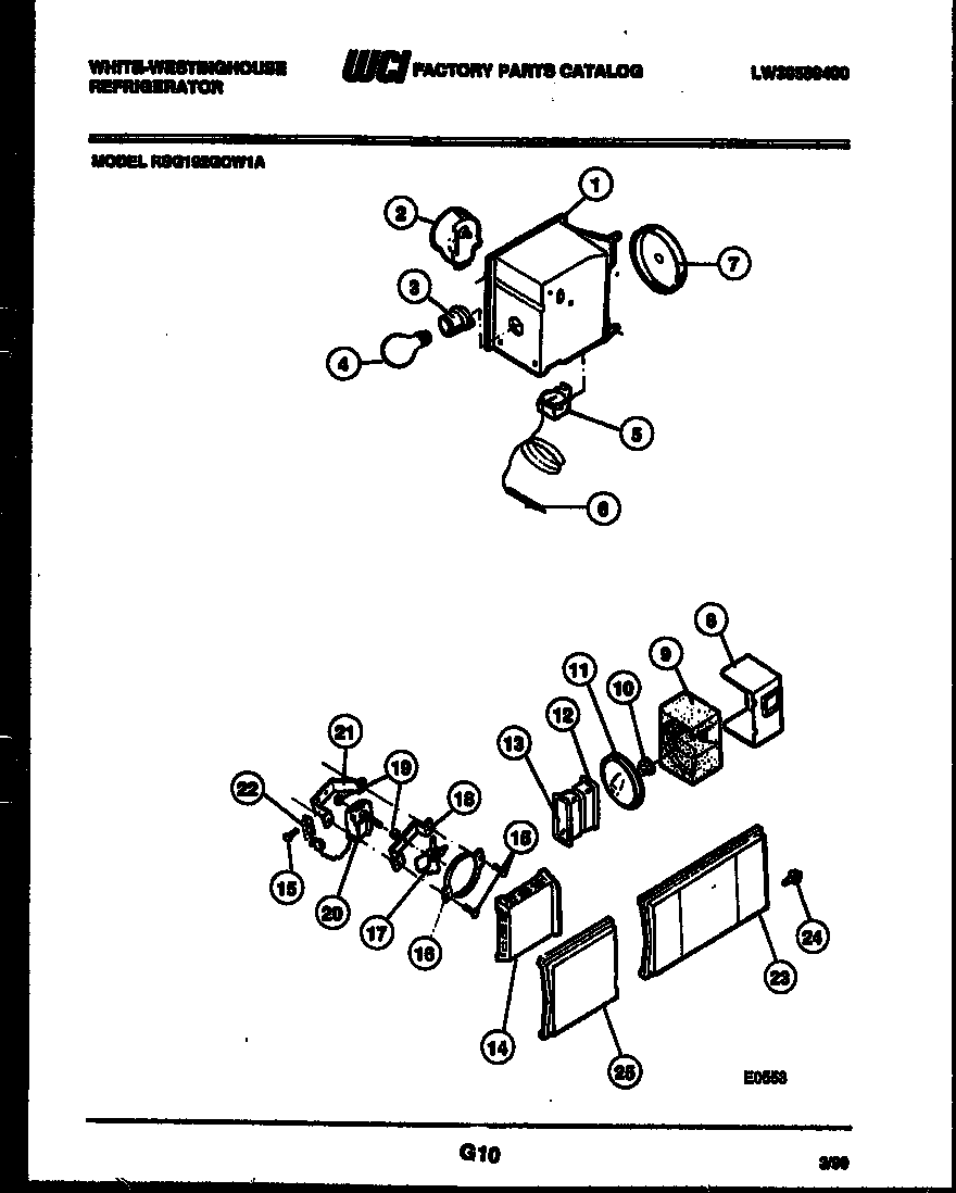 White-Westinghouse RSG192GCD1A refrigerator control assembly, damper control assembly and f diagram