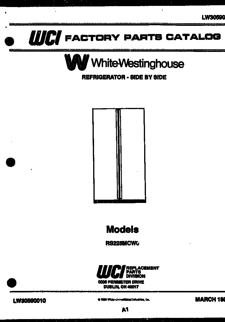 White-Westinghouse RS225MCD0 front cover diagram