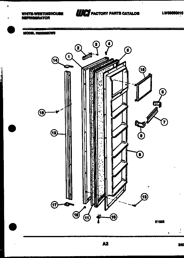 White-Westinghouse RS225MCD0 freezer door parts diagram