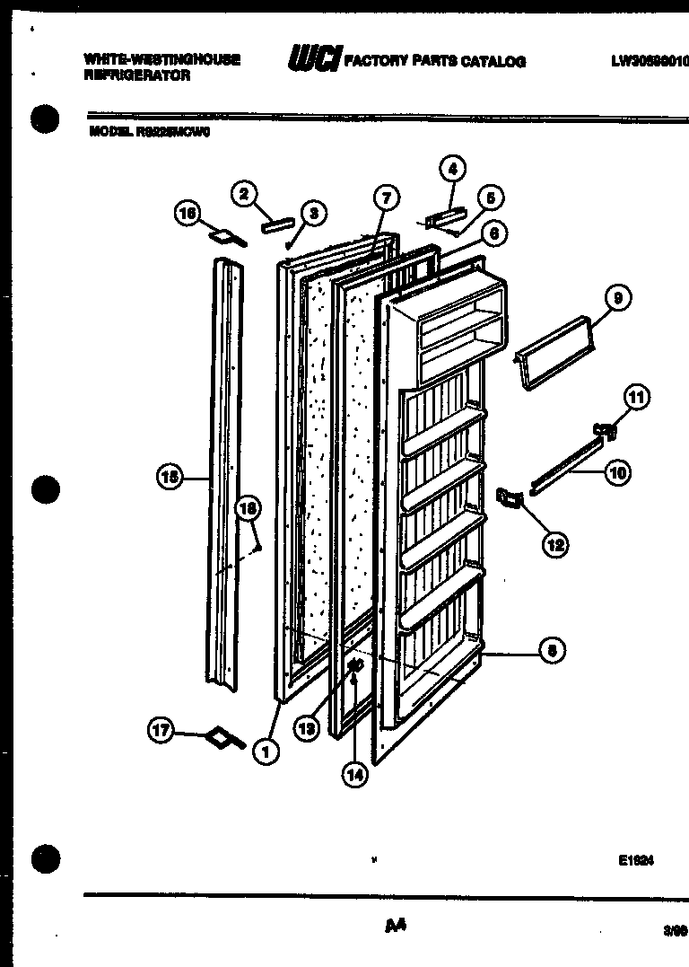 White-Westinghouse RS225MCD0 refrigerator door parts diagram