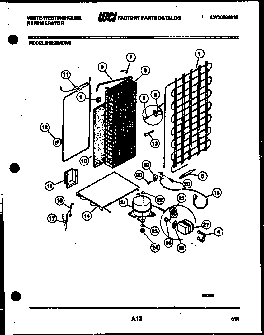 White-Westinghouse RS225MCD0 system and automatic defrost parts diagram