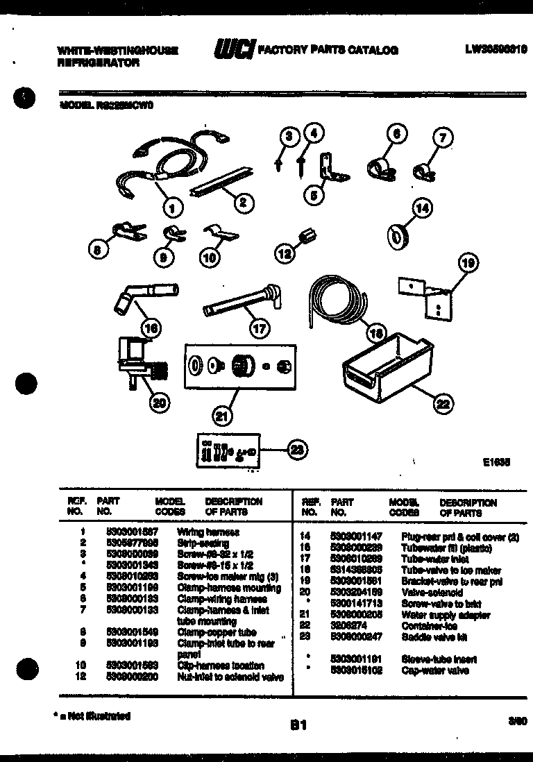 White-Westinghouse RS225MCD0 ice maker installation parts diagram