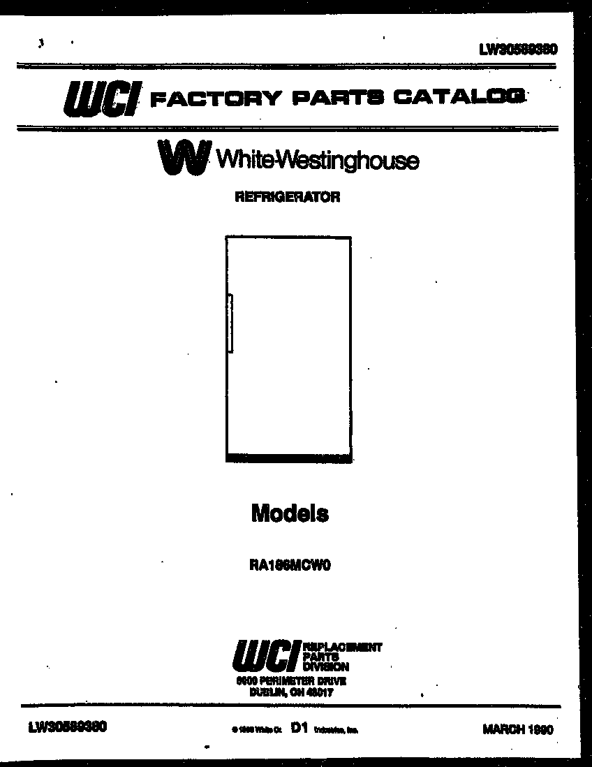 White-Westinghouse RA186MCH0 cover page diagram