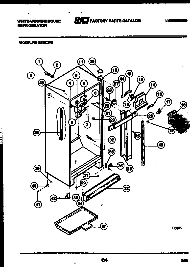 White-Westinghouse RA186MCH0 cabinet parts diagram