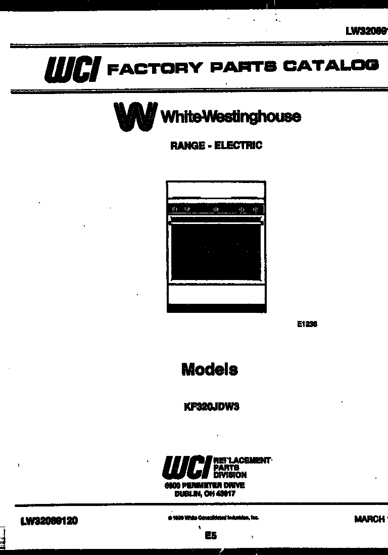 White-Westinghouse KF320JDH3 cover diagram