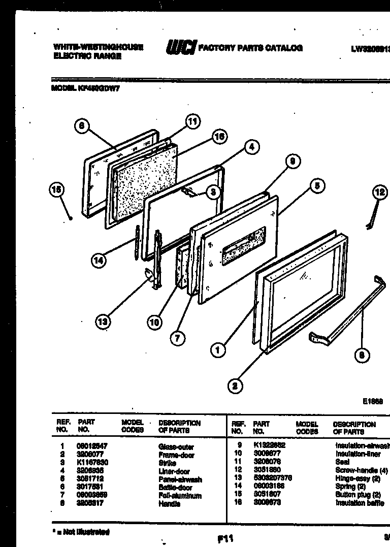 White-Westinghouse KF450GDV7 door parts diagram