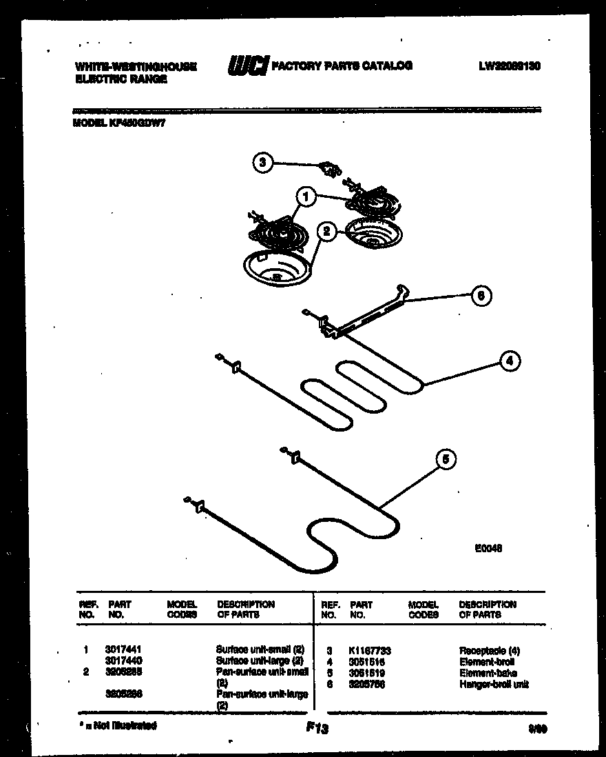 White-Westinghouse KF450GDV7 broiler parts diagram