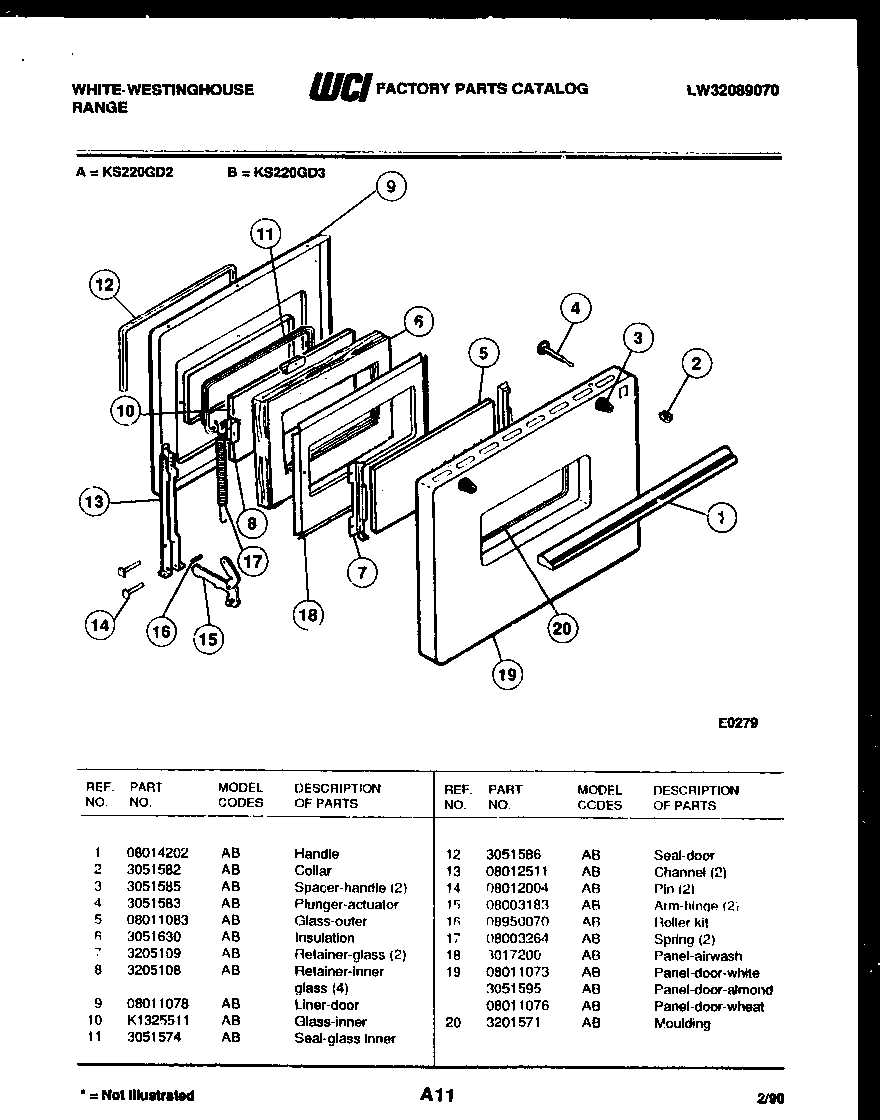 White-Westinghouse KS220GDD3 door parts diagram