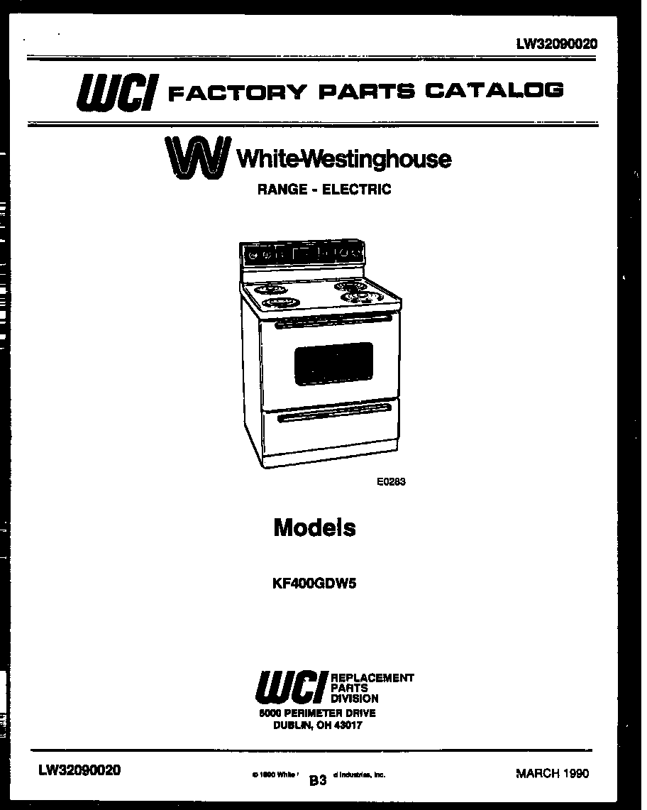 White-Westinghouse KF400GDH5 cover diagram