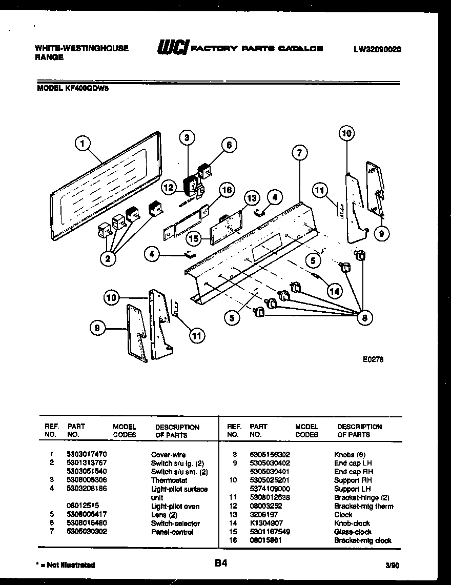 White-Westinghouse KF400GDH5 control panel diagram