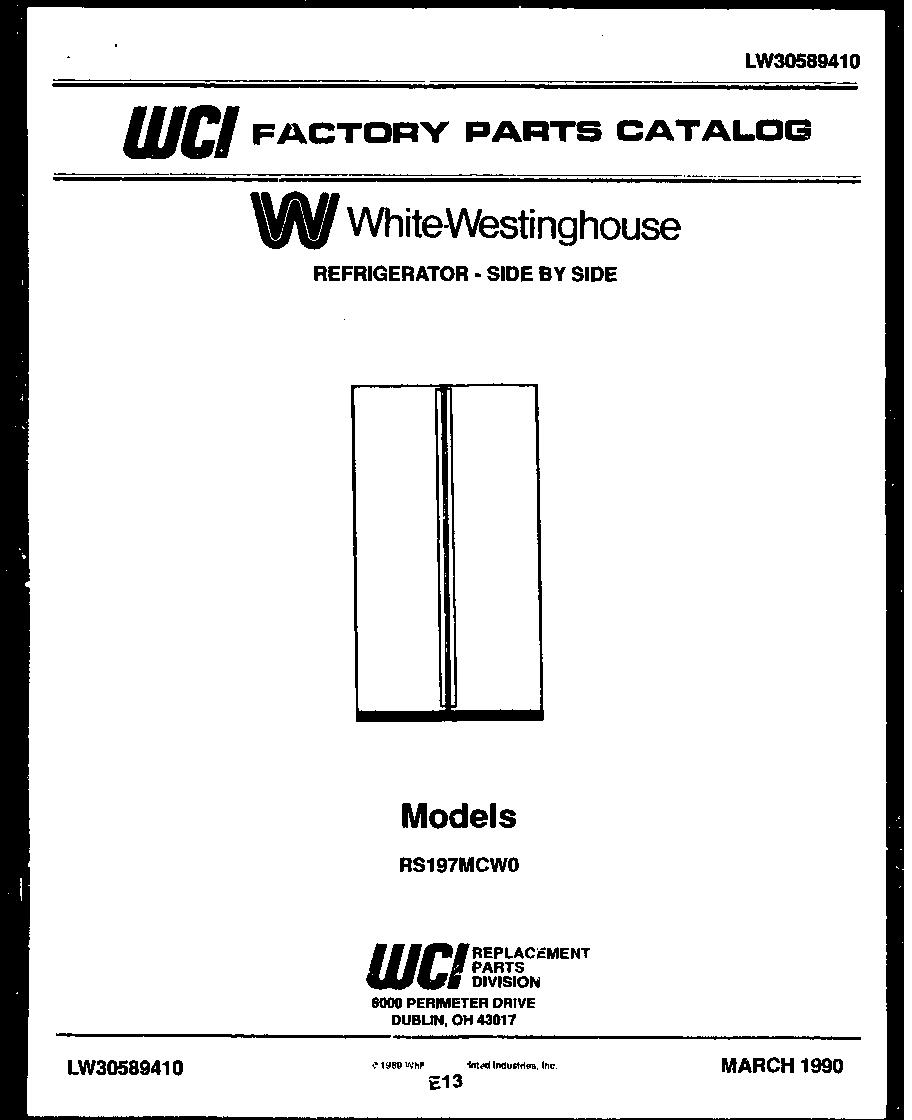 White-Westinghouse RS197MCH0 front cover diagram