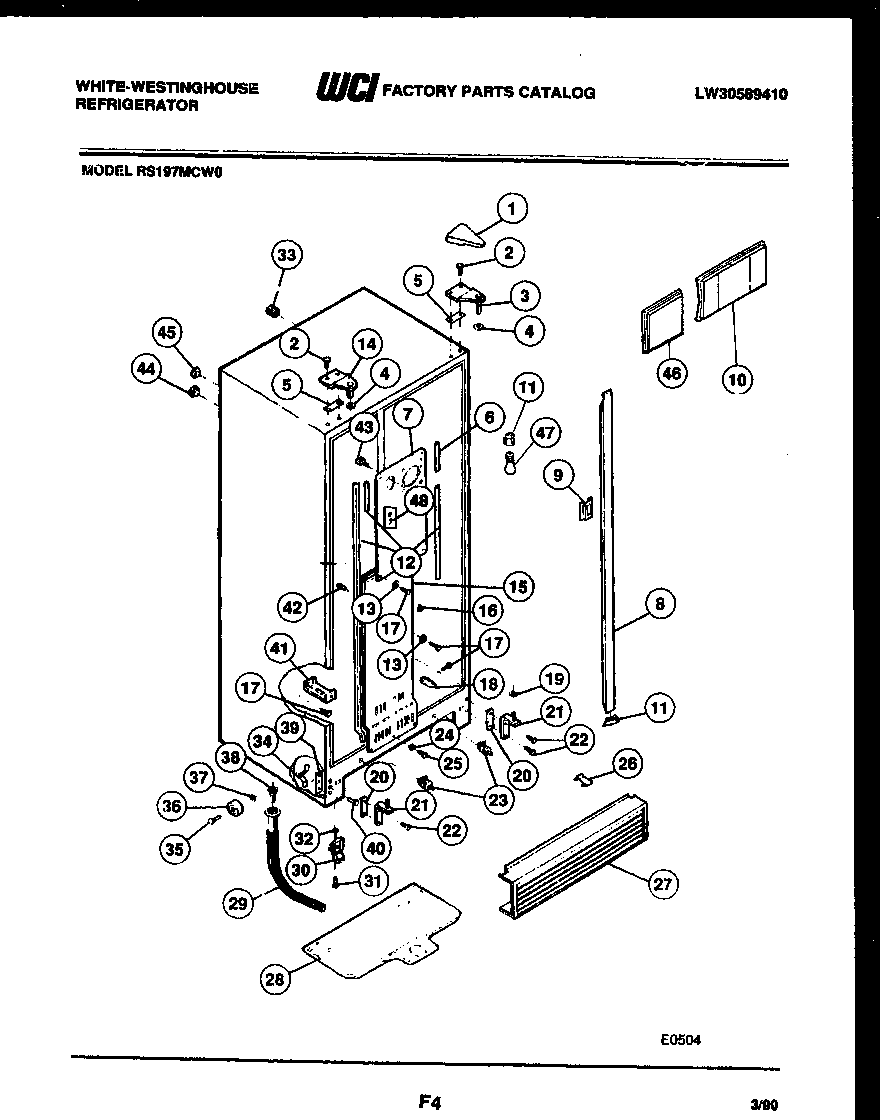 White-Westinghouse RS197MCH0 cabinet parts diagram