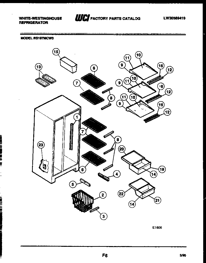 White-Westinghouse RS197MCH0 shelves and supports diagram