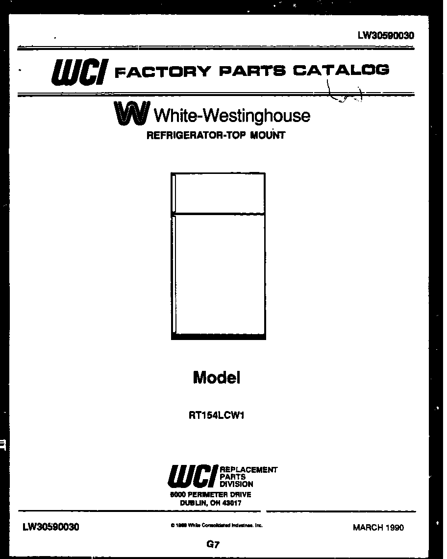 White-Westinghouse RT154LCW1 cover page diagram