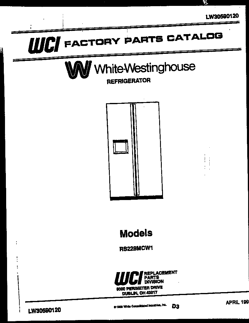 White-Westinghouse RS229MCV1 front cover diagram