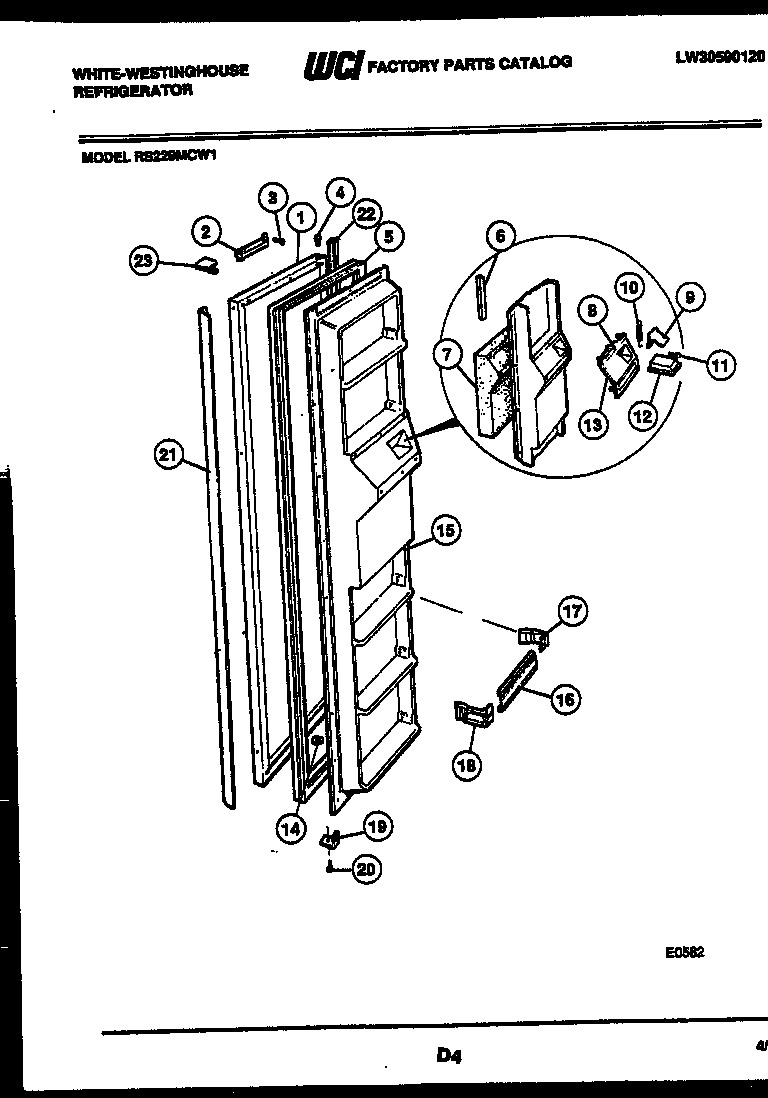 White-Westinghouse RS229MCV1 freezer door parts diagram