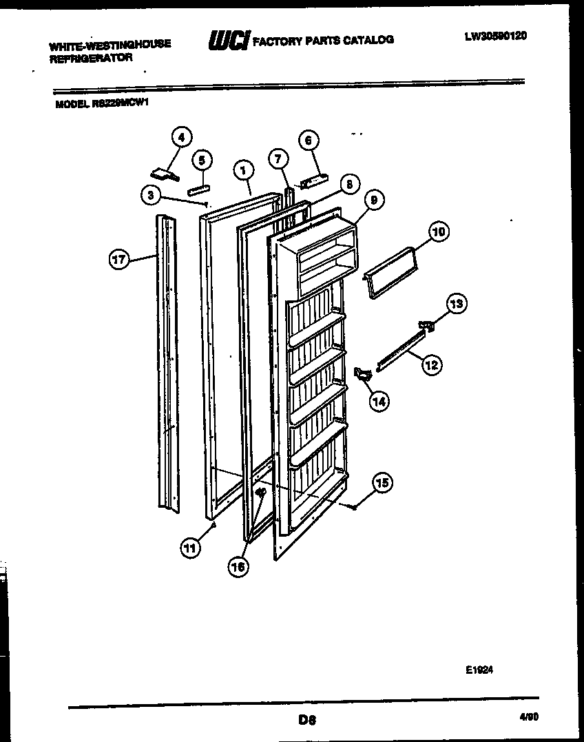 White-Westinghouse RS229MCV1 refrigerator door parts diagram
