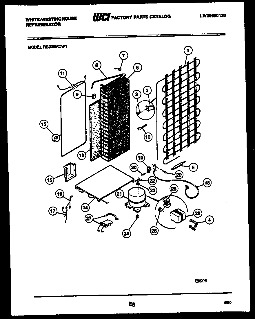 White-Westinghouse RS229MCV1 system and automatic defrost parts diagram