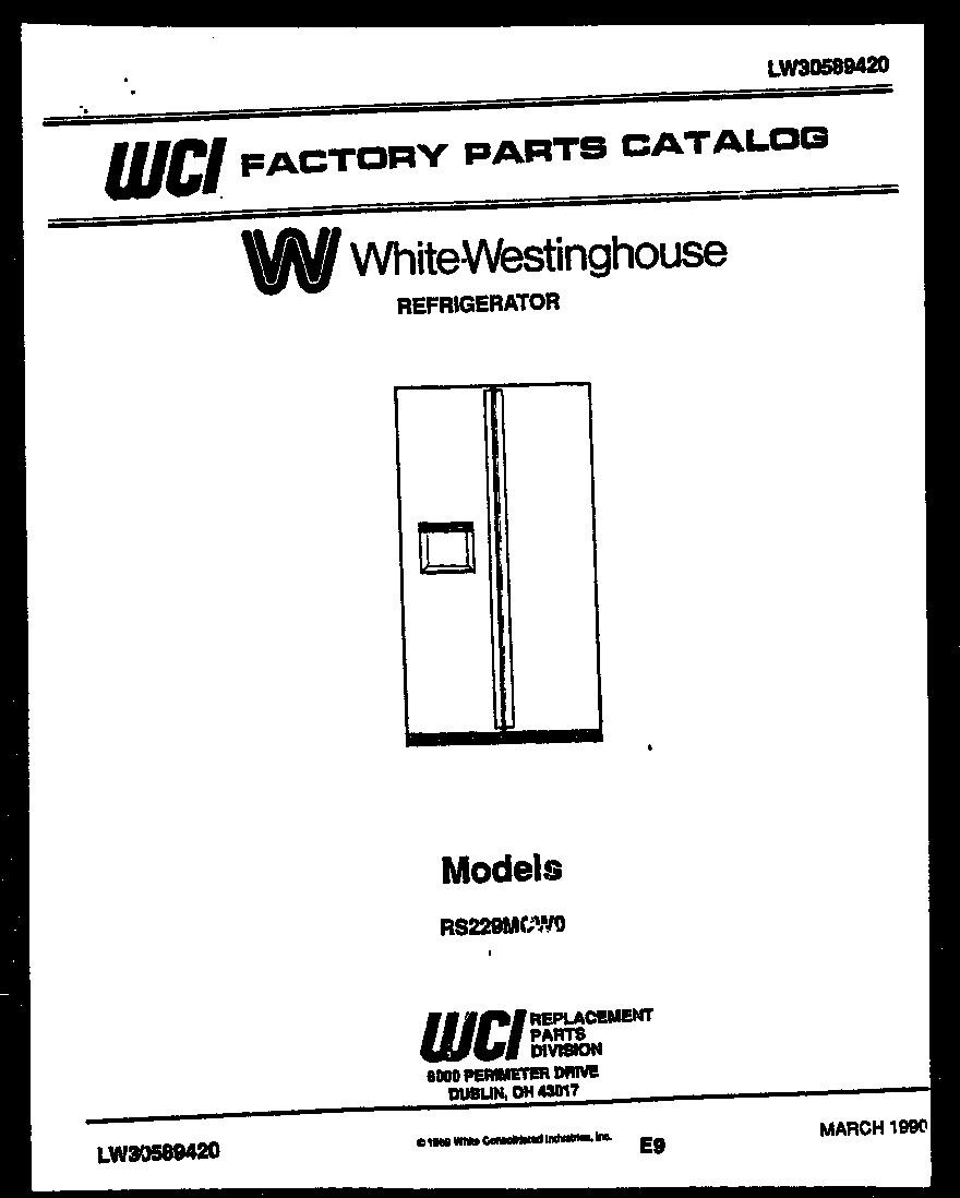 White-Westinghouse RS229MCH0 front cover diagram