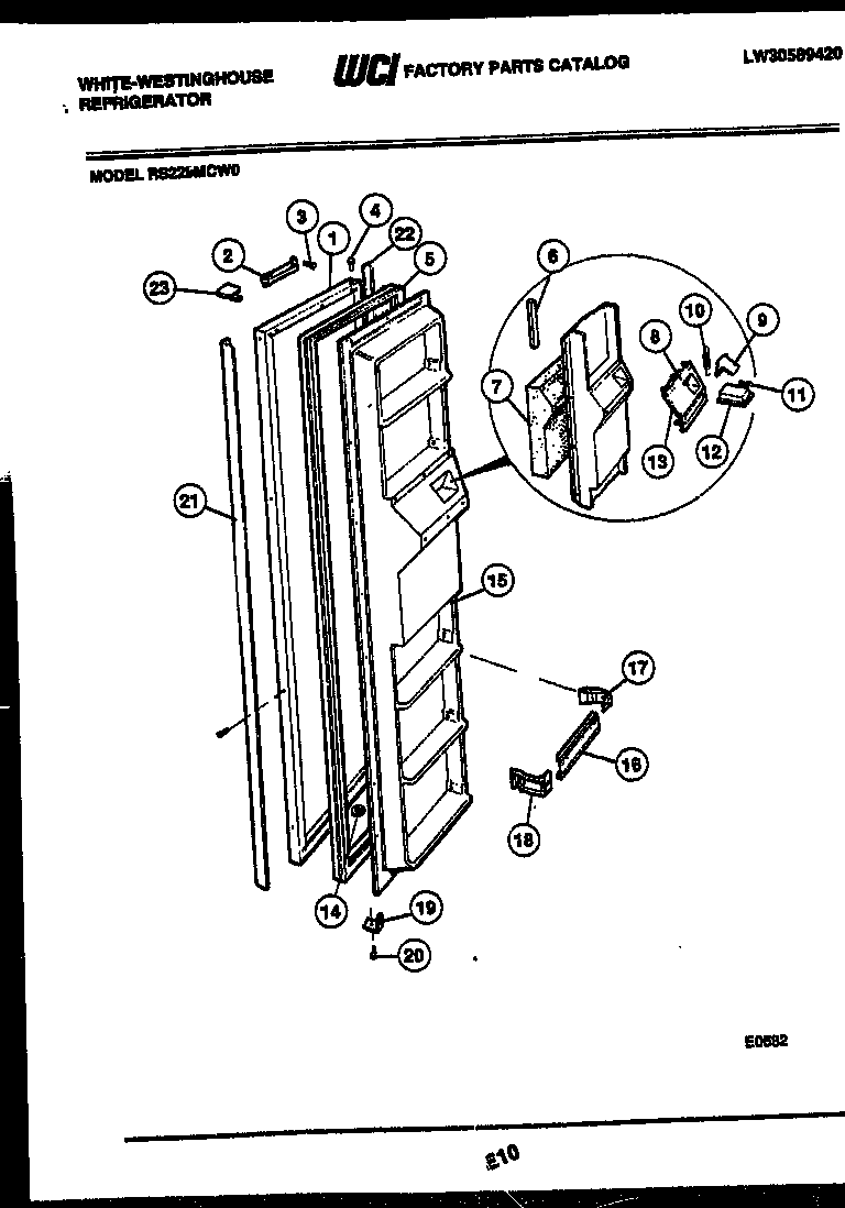 White-Westinghouse RS229MCH0 freezer door parts diagram