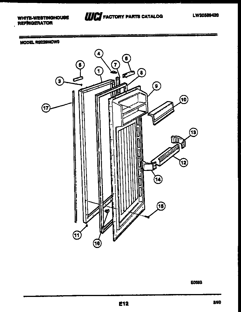White-Westinghouse RS229MCH0 refrigerator door parts diagram