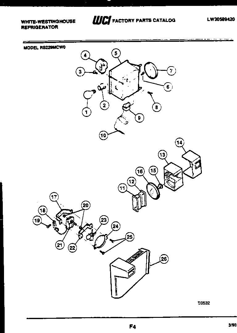 White-Westinghouse RS229MCH0 refrigerator control assembly, damper control assembly and f diagram