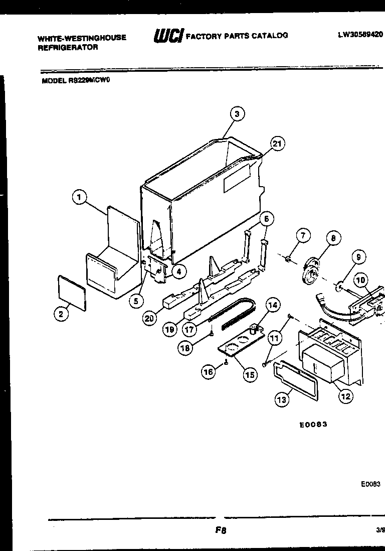 White-Westinghouse RS229MCH0 ice dispenser diagram