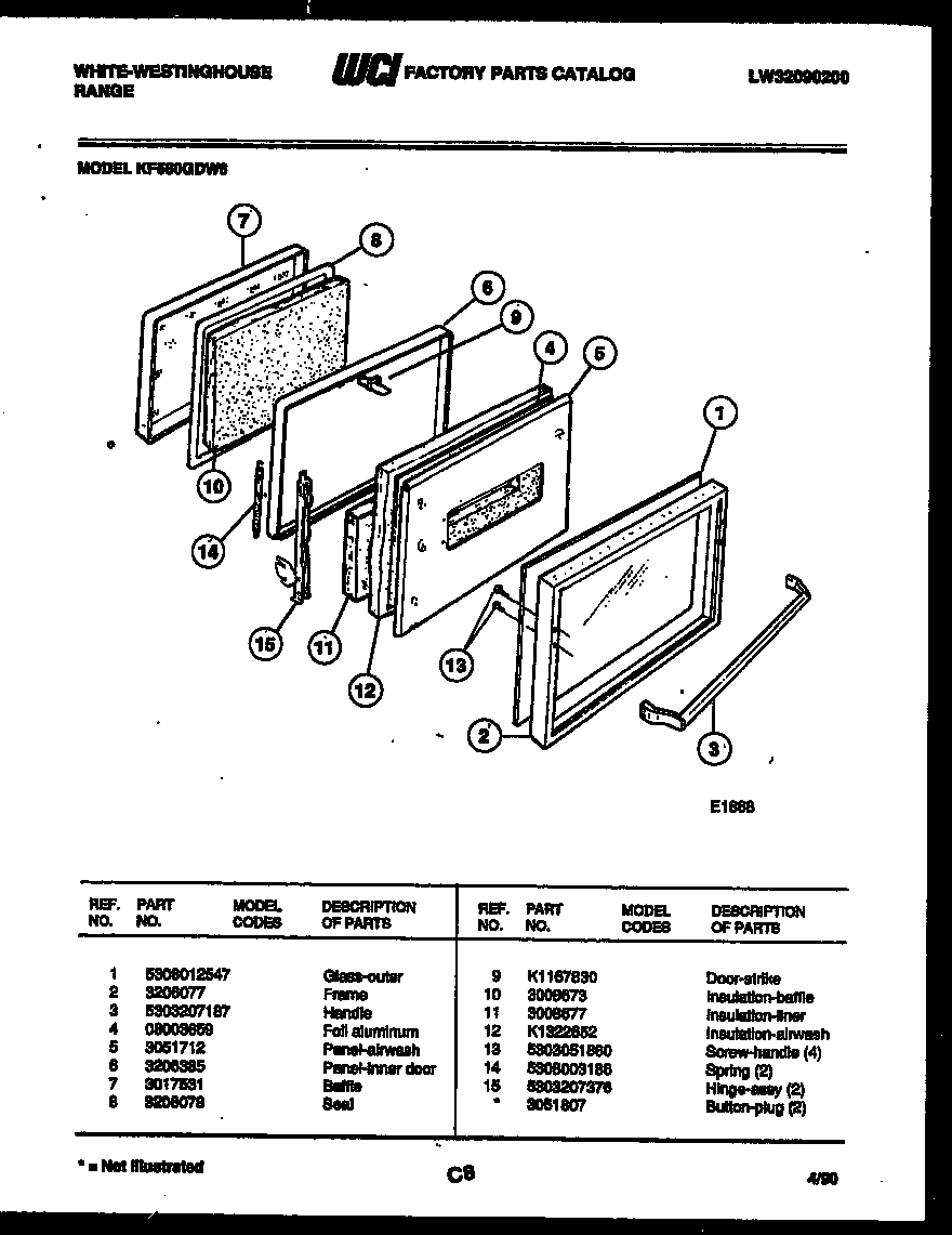 White-Westinghouse KF560GDW6 door parts diagram