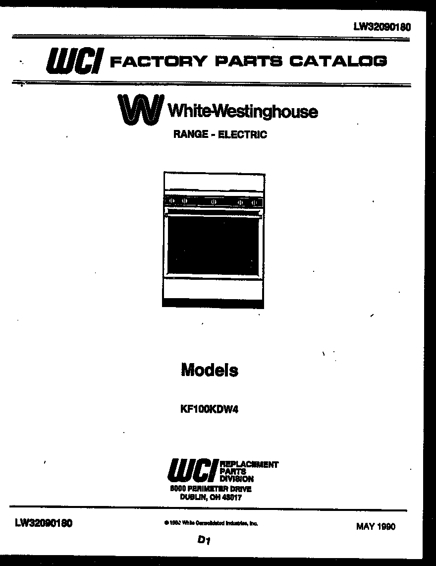 White-Westinghouse KF100KDD4 cover diagram