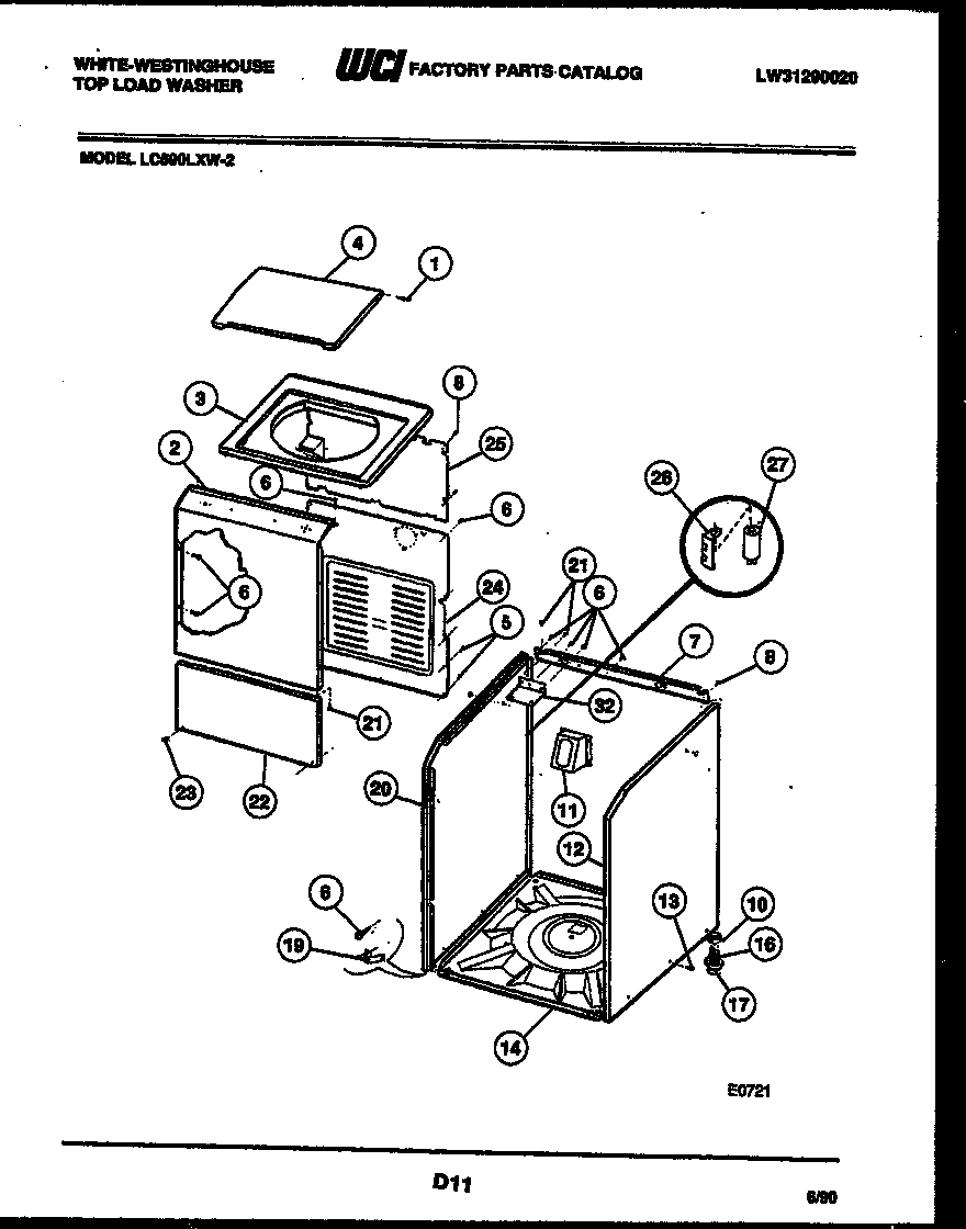 White-Westinghouse LC590LXW2 cabinet parts diagram