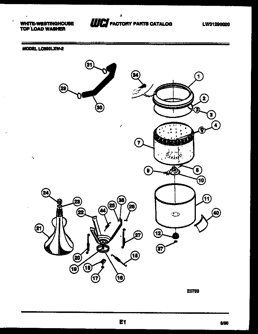 White-Westinghouse LC590LXW2 tubs and water inlet diagram
