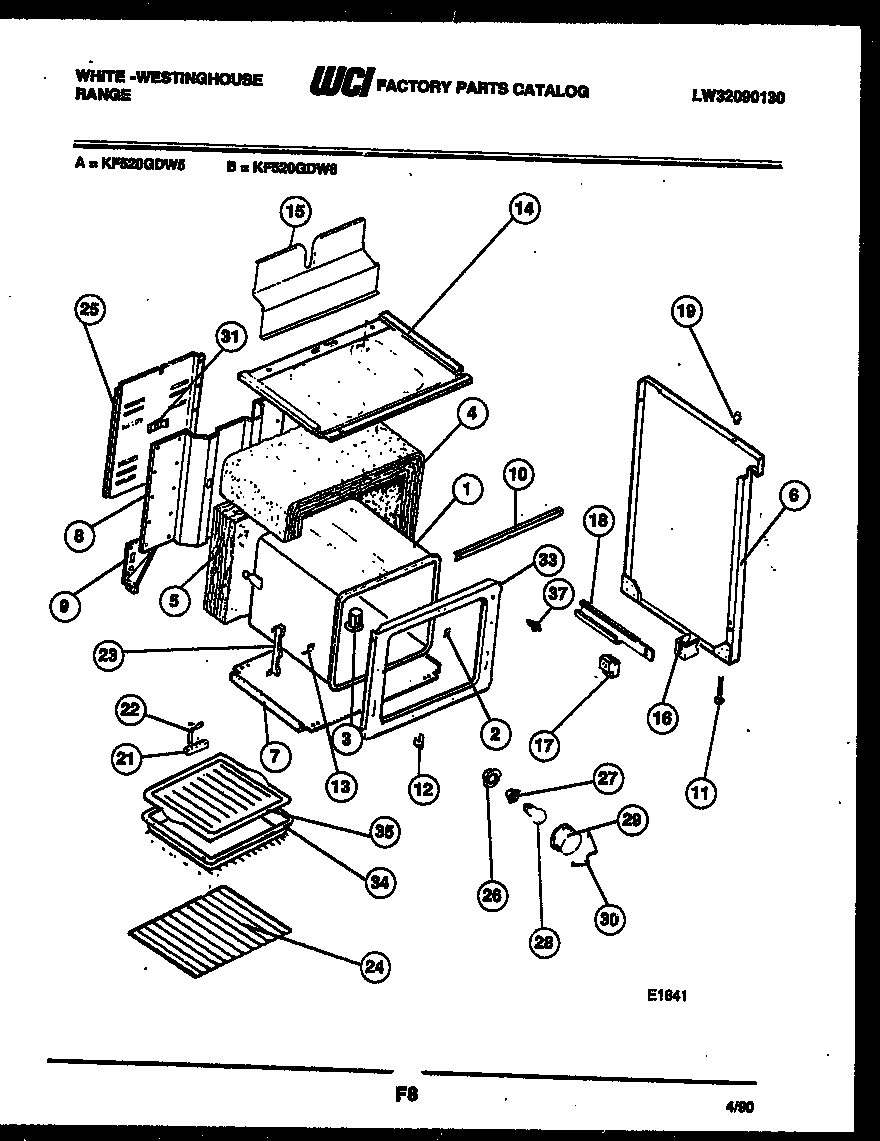 White-Westinghouse KF520GDD6 body parts diagram