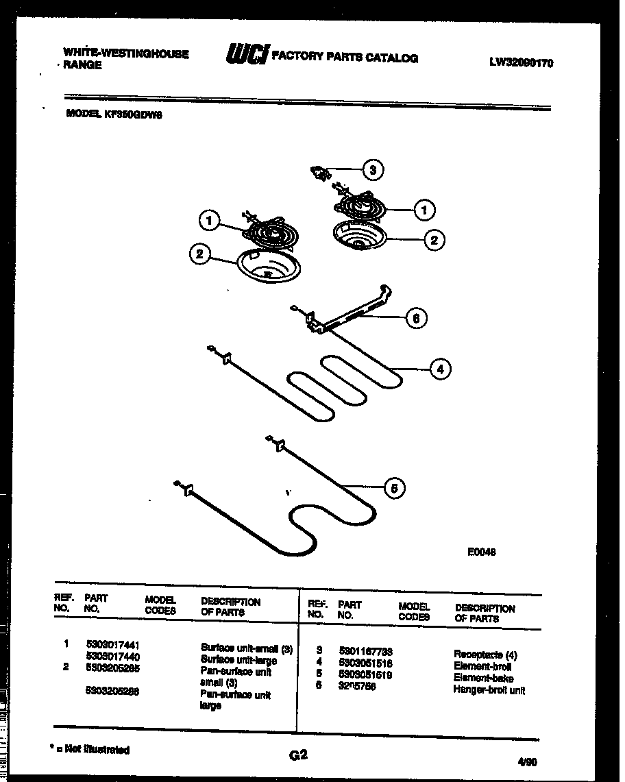White-Westinghouse KF350GDV6 broiler parts diagram