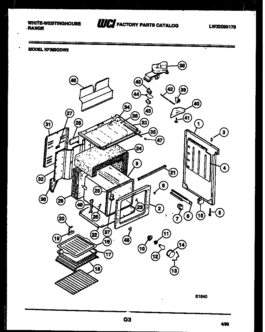 White-Westinghouse KF350GDV6 body parts diagram