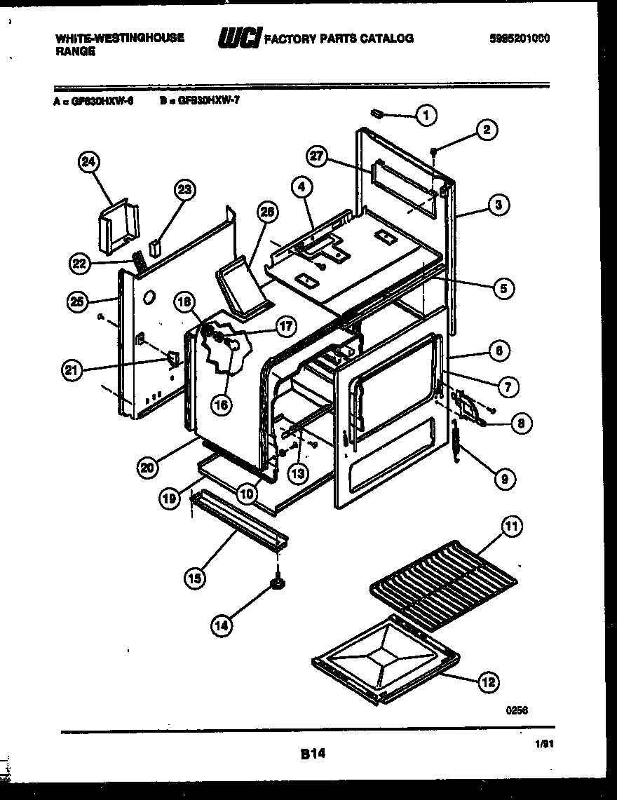 White-Westinghouse GF830HXW6 body parts diagram